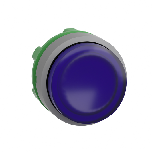 ZB5AW163C0 - Head for illuminated push button, Harmony XB5, grey bezel, blue projecting, 22mm, universal LED, spring return, plain lens
