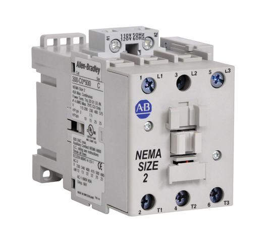 300-COT930 - 300 NEMA Contactor, NEMA Size 2, Open, 240V 50Hz / 277V 60Hz, Three Poles, 1 N.O. Auxiliary Contact