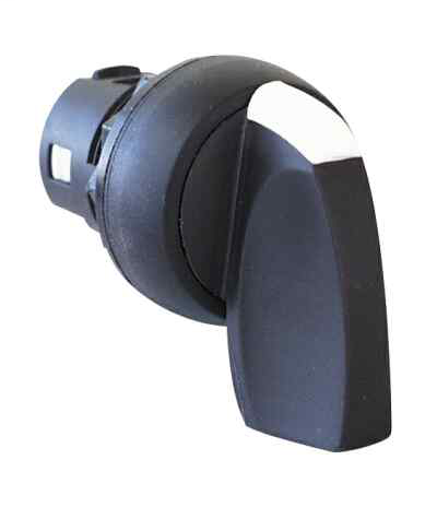 800FM-HR22N - Selector de 2 posiciones 800F - Metal, retorno por resorte desde la derecha, negro, palanca de perilla, orientación de 90 grados, paquete estándar (cantidad: 1)