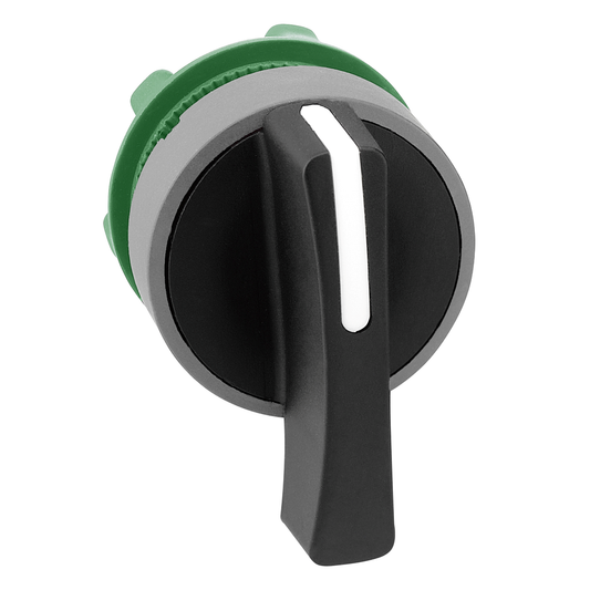 ZB5AJ5C0 - Harmony XB5, Selector switch head, plastic, black, Ø22, long handle, 3 positions, spring return to center, grey bezel
