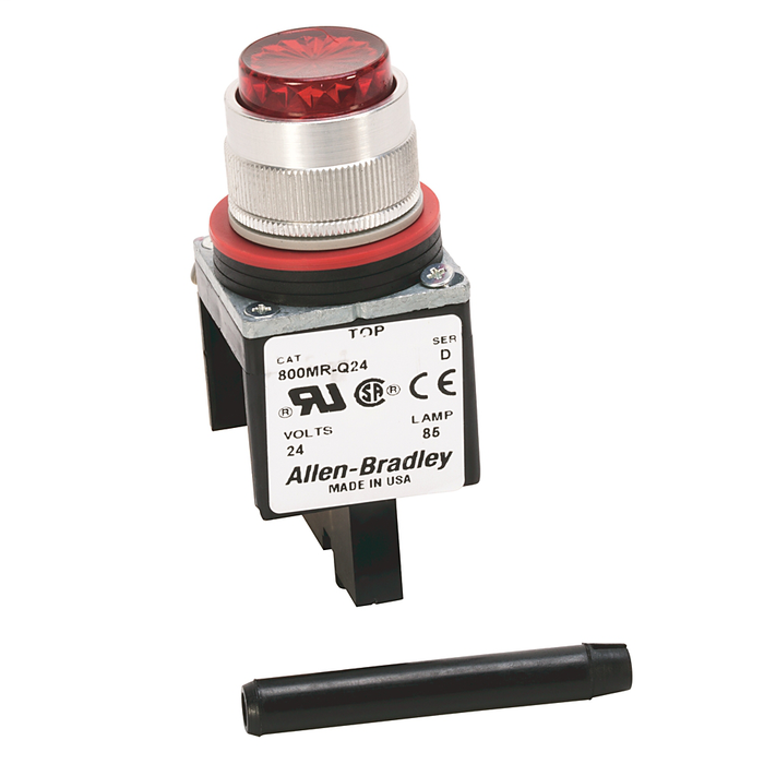 800MR-PL16A - 800MR Pilot Light Units, Transformer, Standard Pilot Light, 120 V 50/60Hz, Amber, StabTerminals