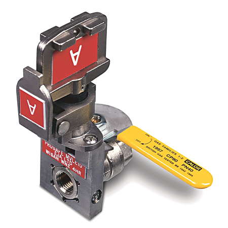 440T-VMVLE120D - 440T Miniature Valve Interlock, Miniture Valve Interlock, Size: 0.5in BSP, Status: Key Free/Locked Closed, Code 1 Position 1 - Code 0, Code 1 Position 2 - Code D, Standard Key Code Labeling, 0.5in BSP, Key Free/Valve Locked Closed