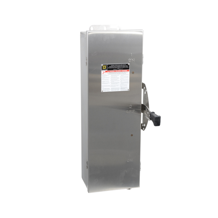 Safety switch, double throw, non fusible, 60A, 600V, 3 pole, 60hp, NEMA 4, 4X, 5, 304 steel