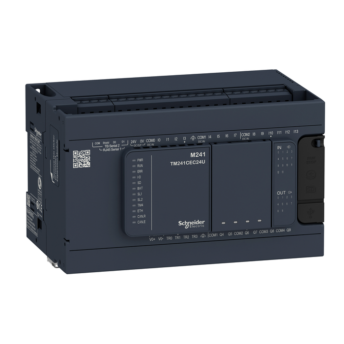 TM241C24R - logic controller, Modicon M241, 24 IO, relay