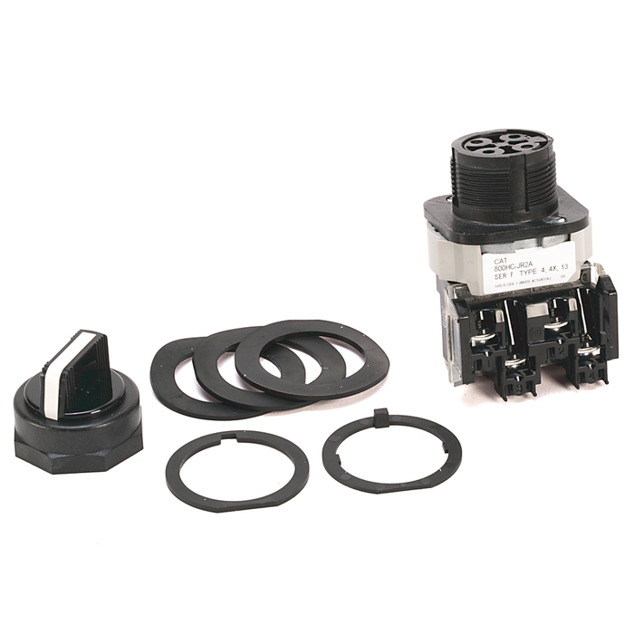800HC-JR2KA7A - 800H 3 Position Selector Switch, White, Std. Knob Maint., Finger Safe Guards, 3 Position, Cam and Contact Blocks, Code R for 800H, No