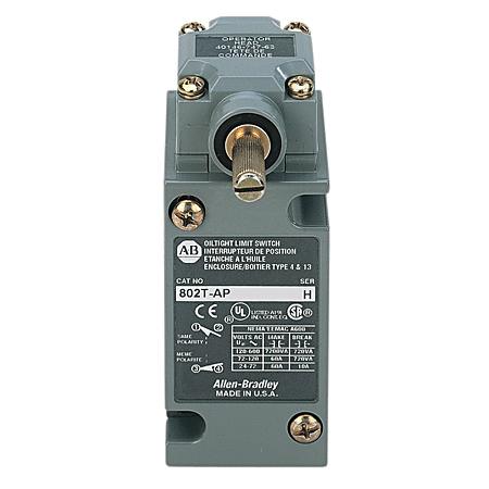 802T-AP - Limit Switch, NEMA Type 4 and 13 Oiltight Construction, Plug-In, Lever Type, Spring Return, Standard Operating Torque, 2-Circuit, CW and CCW operation, Whole Switch