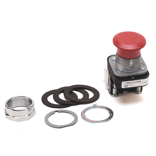 800TC-FXT6A - 30.5mm Type 4/13 2 Pos. PB-Non-Illum., Mushroom Hd (Push-Pull/Twist), Red, 1 NO-1 NC, Finger Safe Guards