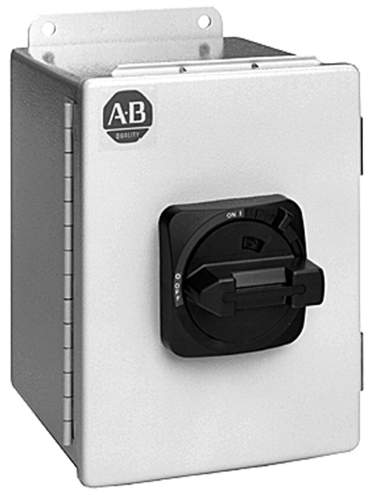 194E-FA20E - IEC Load Switch, NEMA Type 3/4/12 - IP66 Painted Steel - Base / DIN Rail, Handle Color:Red / Yellow, 25A, 3 Poles