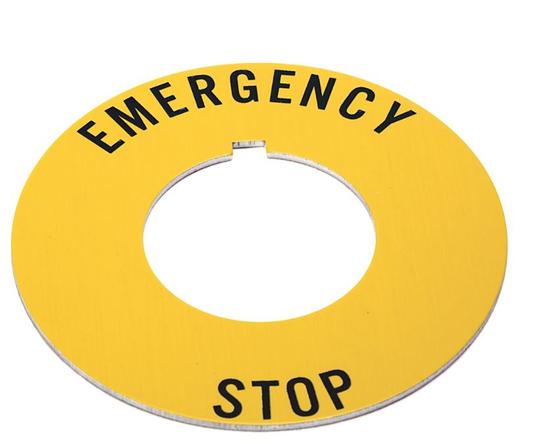 800T-X646EM - 800T Legend Plate,Emerg. Stop IEC Ring, Package Quantity 1, Yellow