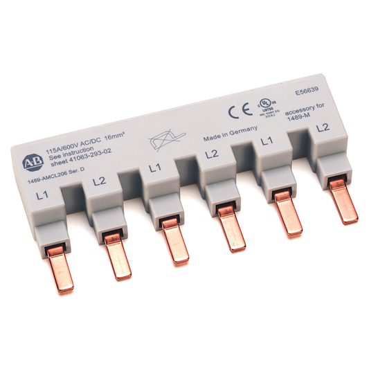 1489-AMCL206 - 1489-M Miniature Circuit Breaker Accessories,, 6 Pins, 3 Circuit Breakers - 2 Phase Bus Bars