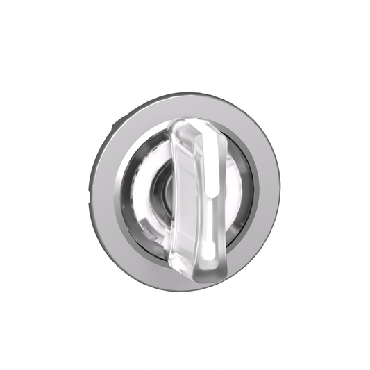 ZB4FK1813 - Head for illuminated selector switch, Harmony XB4, metal, white handle, 30mm, universal LED, 3 positions, right to center