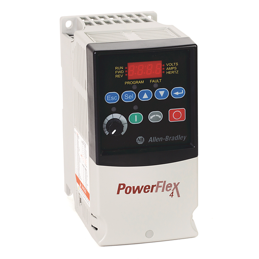 22A-D2P3F104 - PowerFlex4 AC Drive, 480VAC, 3PH, 2.3 Amps, 0.75 kW, 1 HP,Frame Size A, Flange Mounted, LED Display, Fixed Digital Keypad, No CE Compliant Filter, RS485
