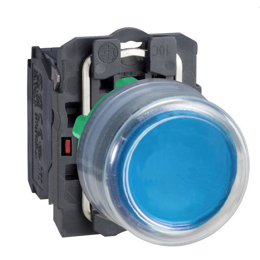 XB5AP61C0 - Push button, Harmony XB5, blue projecting pushbutton with clear boot 1 NO screw clampr cp grey