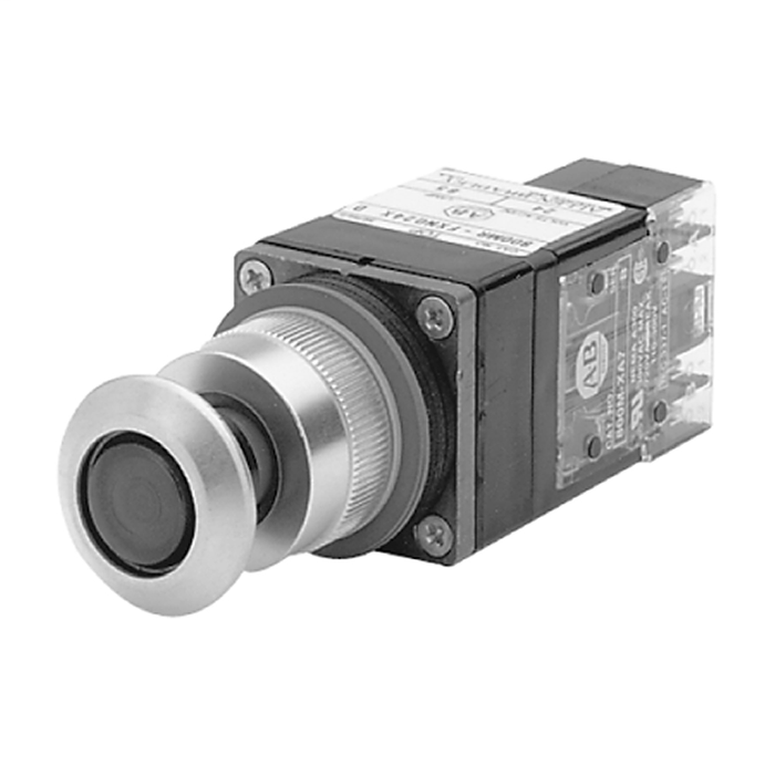 800MR-FXQ24RA - 800MR 2-Position Push-Pull/Twist Release Units, Illuminated, Maintained (Push-Pull), Full Voltage, Incandescent Lamp, 24 V AC/DC, Red, 1 N.O - 1 N.C., Stab Terminals