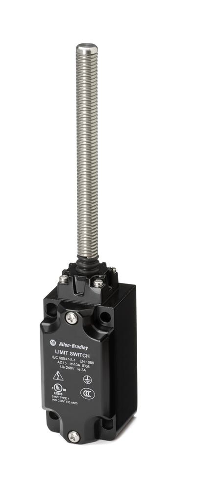 802K-MSRS11E - Limit Switch, Non-Safety, Metal Spring Rod, 1 N.C./1 N.O., Snap Action, 1/2 NPT Conduit