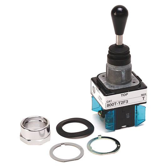 800T-T2F3HHXX - 30.5mm Type 4/13 Toggle Switch, Two Way Toggle, Left&Right-Spring Rtn, 1 NO PenTUFF & 1 NO PenTUFF