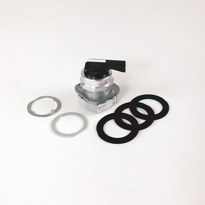 30.5mm Type 4/13 2 Pos Sel. Switch-Non-Illum., White, Knob Lever Spring Return fr/ Right, No Contacts