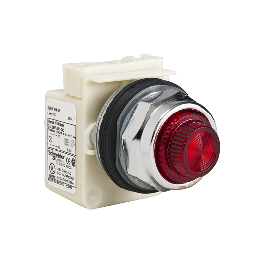 9001KP35R31 - Pilot light, Harmony 9001K, metal, polycarbonate, fresnel lens, red, 30mm, 24...28V