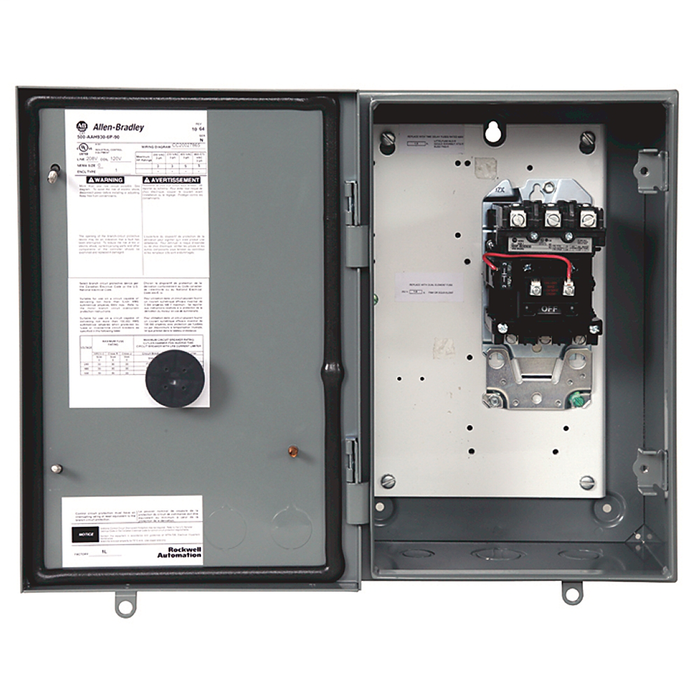 500L-BJB930-6XPC-TB6 - 500L NEMA Enclosed Lighting Contactors, NEMA 1, Type 3R/4/12, Dusttight, Painted Metal, External Reset, Door Screw Fastener, 460-480V 60Hz, 3 Power Poles, Yes, 115-120V 60Hz, Transformer, w/2 Prim & 1 Sec Fuse