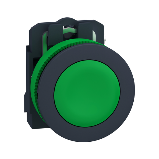 XB5FA31 - Pulsador antimicrobiano de empotrar, Harmony XB5, plástico, verde, 30 mm, retorno por resorte, sin marcar, 1 NO