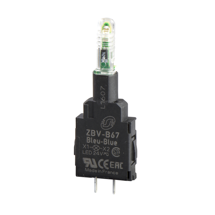 ZBVB47 - Light block, Harmony XB4, Harmony XB5, red, for head 22mm integral LED, pins for printed circuit board, 24V
