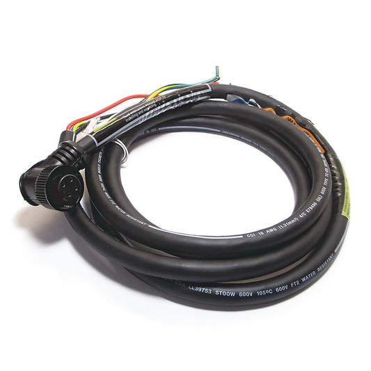 280-PWRM22F-M2 - 280 ArmorConnect Three Phase Power Cordsets and Patchcords - Drop Cables, IP67, UL 4/12, NEMA 6P, PWRM22, Right-Angle Female Cordset, 2 m (6.5 ft), Right-Angle Female, Cordset (Flying leads)