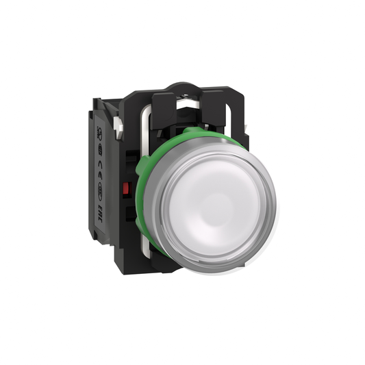 XB5AW31G5C0 - Illuminated push button, Harmony XB5, grey bezel, white flush, 22mm, universal LED, plain lens, 1NO + 1NC, 120V