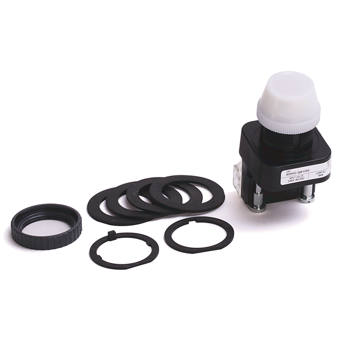 800HC-QRAH2WD1 - 30.5mm Type 4/4X/13 Mom. Contact PB-Illum., White, Ext. Hd w/ Guard, LED, 12-130V AC/DC, 1 NO, Finger Safe Guards