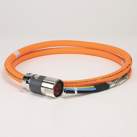 2090-CPWM7DF-08AA02 - SpeedTEC Cable, Motor Power Only, SpeedTec DIN Connector, Drive-end, Flying-lead, 8 AWG, Standard (Non-Flex), 2 Meters