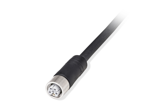 889L-F5JF-5 - Cable de alimentación M12 hembra recto de 5 pines, PUR, negro, sin blindaje, con código de color IEC, sin conector, 5 pines, 5 metros (16,4 pies)