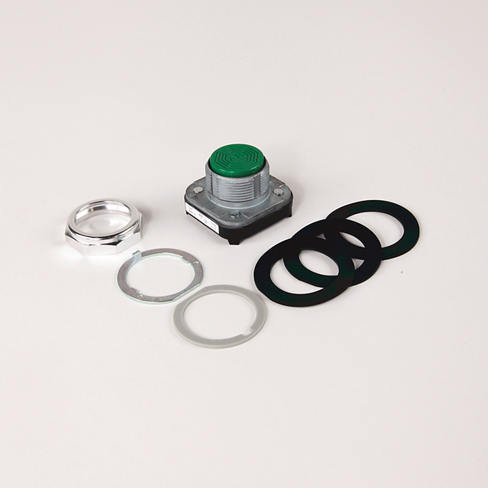 800T-A1 - 30.5mm Type 4/13 Mom. Contact PB, Non-Illum., Green, Flush Hd, No Contacts