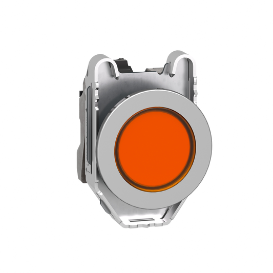 XB4FVB5 - Pilot light, Harmony XB4,metal, orange flush mounted, 30mm, universal LED, plain lens, 24V AC DC