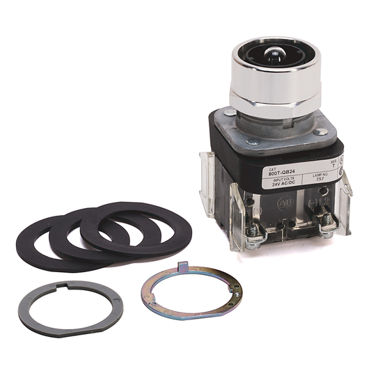 800T-QB24BX - 30.5mm Type 4/13 Mom. Contact PB-Illum., Blue, Ext. Hd w/o Guard, Incand./No Options, 24V AC/DC, No Contacts