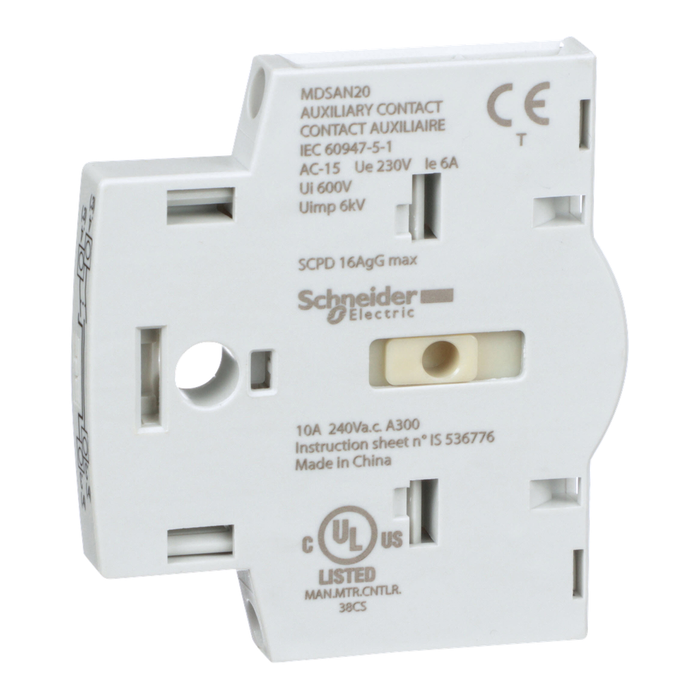 MDSAN20 - MD motor disconnect switch, auxiliary contact module, 2 NO