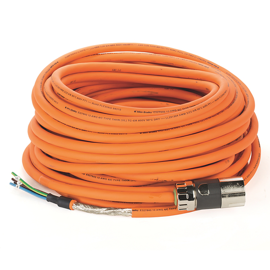 2090-CPWM7DF-10AF30 - SpeedTEC Cable, Motor Power Only, SpeedTec DIN Connector, Drive-end, Flying-lead, 10 AWG, Continuous-Flex, 30 Meters
