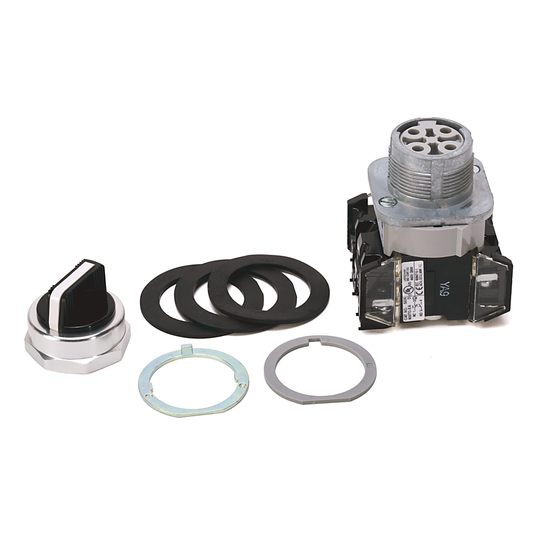 800TC-J91B - 800T 3 Position, Knob/Wing Lever,, White, Std. Knob Spring Rtn fr/ Both, Finger Safe Guards, Cam and Contact Blocks, 3 Position