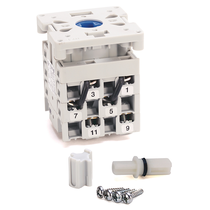194L-E12-8251 - IEC Control and Load Switch, Voltmeter TR-ST-RS-O-RN-SN-TN 45°, 12 Amp, 1 Pole, Front / Door