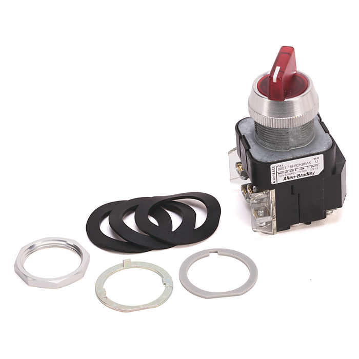 800T-00JX4KB7 - 30.5mm Type 4/13 Sel. Switch-Illum., 3 Pos.None - Operator Only, Std. Knob Spring Rtn fr/ Left