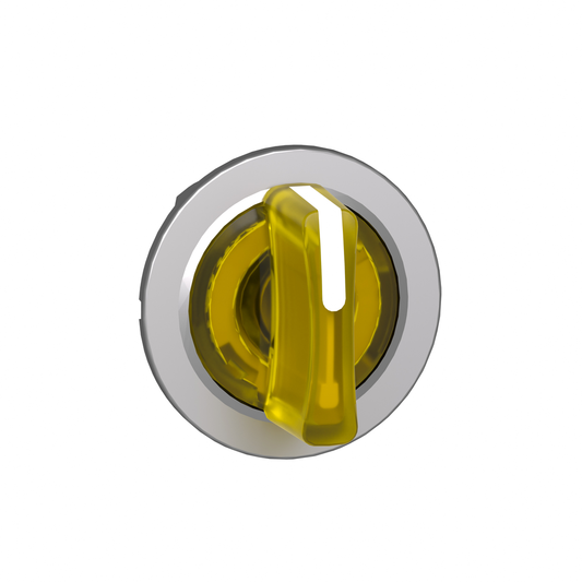 ZB4FK1883 - Cabezal para selector iluminado, Harmony XB4, metal, mango amarillo, 30 mm, LED universal, 3 posiciones, de derecha a centro