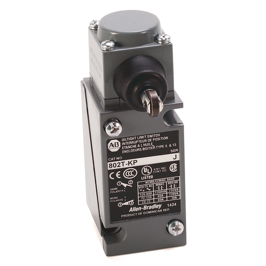 802T-KP1 - Limit Switch, NEMA Type 4 and 13 Oiltight Construction, Plug-In, Side Push Roller, Vertical, 2-Circuit, Head Only