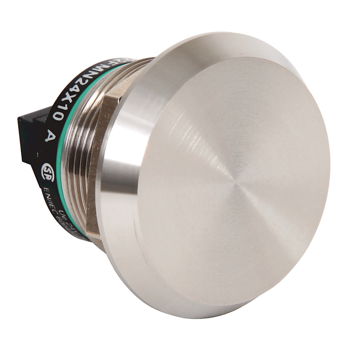 800K-22FMN24X10E100H - 800K Piezo Operators, 22.5 mm Operator Size, Flush, Momentary Operator Type, Non-illuminated, 24V DC, 1 N.O. Contact Block, Custom text - font size 16 pt