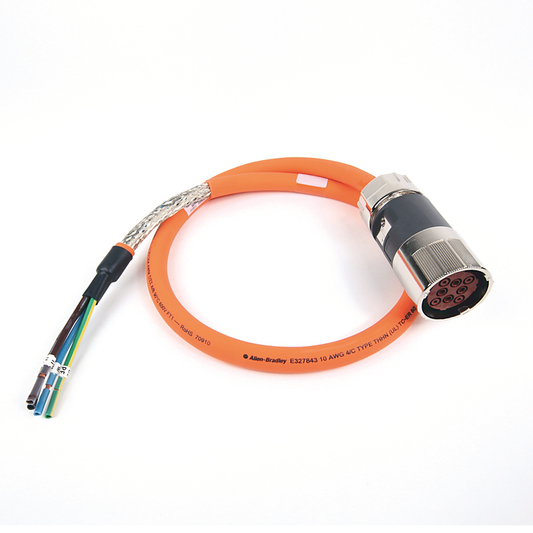 2090-CPWM7DF-10AA60 - SpeedTEC Cable, Motor Power Only, SpeedTec DIN Connector, Drive-end, Flying-lead, 10 AWG, Standard (Non-Flex), 60 Meters