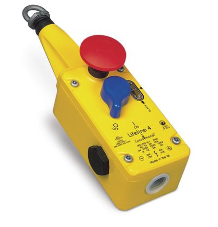 440E-L13155 - Interruptores de emergencia con cable Lifeline 440E - Lifeline 4, longitud de cable extendida (75 a 125 metros), con parada de emergencia, M23 de 12 pines, 2 contactos de seguridad NC y 2 contactos auxiliares NA, NPT de 1/2 pulg.