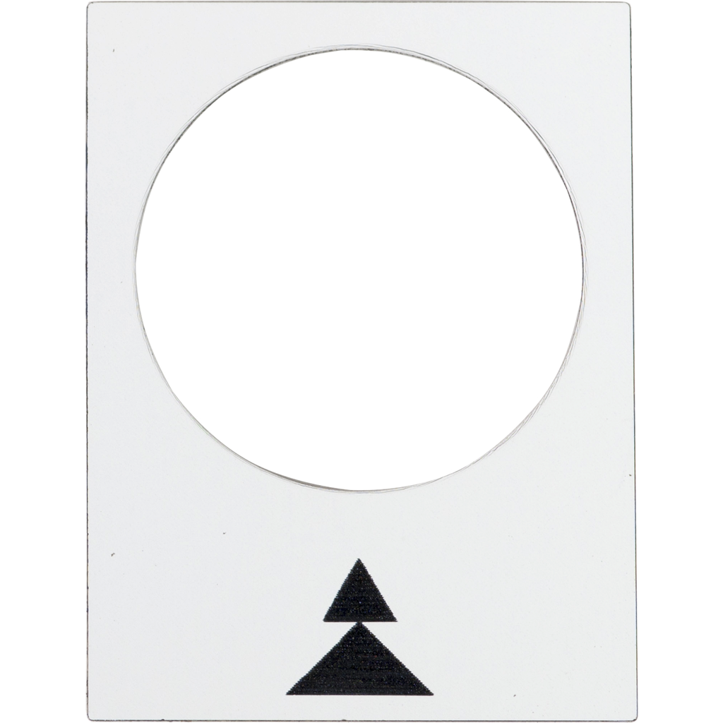 ZB2BY4909 - Leyenda marcada, Harmony XAC, placa de identificación, 30 x 40 mm, plástico, blanco, botón pulsador de 22 mm, punta de flecha doble marcada en negro