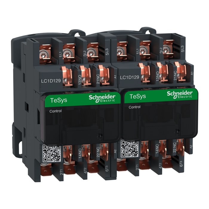 LC2D129B7 - TeSys Deca reversing contactor - 3P(3 NO) - AC-3 - <= 440 V 12 A - 24 V AC coil