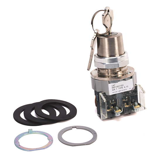 800T-H3111 - 30.5mm Type 4/13 2 Pos. Cylinder Lock Sel. Switch, Maint., Lock-Left, Std. Key, D713 Key, No Contacts