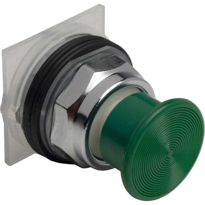 9001KR24G - Push-button head, Harmony 9001K, metal, mushroom 35mm, green, 30mm, spring return