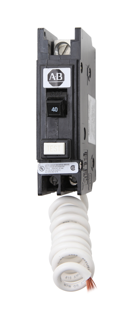 1492-MCGAT130 - Disyuntor 1492-MC, disyuntor miniatura 1492, 120 V CA, interruptores de circuito por falla a tierra (GFCI), montaje en panel, con capacidad de autoprueba, 1 polo, 30 amperios, terminal estándar, ninguno