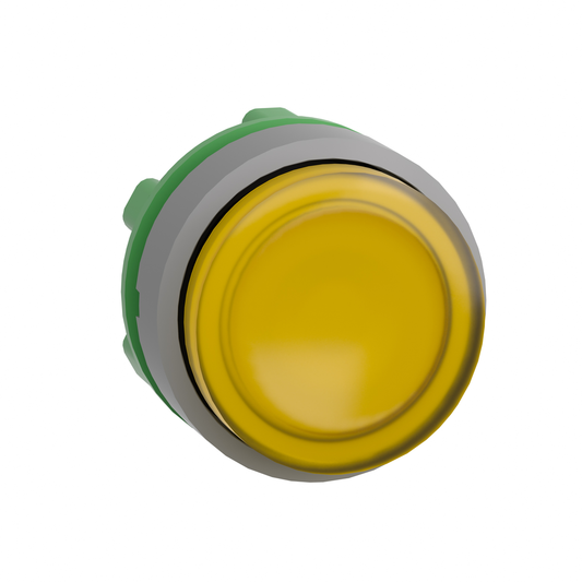 ZB5AH83C0 - Cabezal para pulsador iluminado, Harmony XB5, bisel gris, saliente amarillo, 22 mm, LED universal, pulsar-pulsar