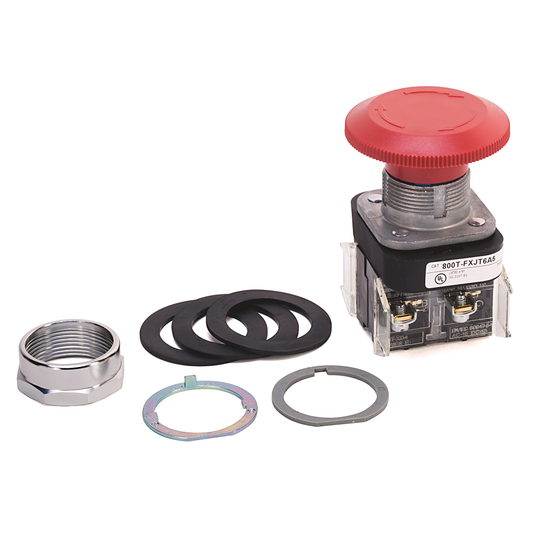 800T-FXJT6A5 - 30.5mm Type 4/13 2 Pos. PB-Non-Illum., Jumbo Mushroom Hd (Push-Pull/Twist), Red, 2 NCLB